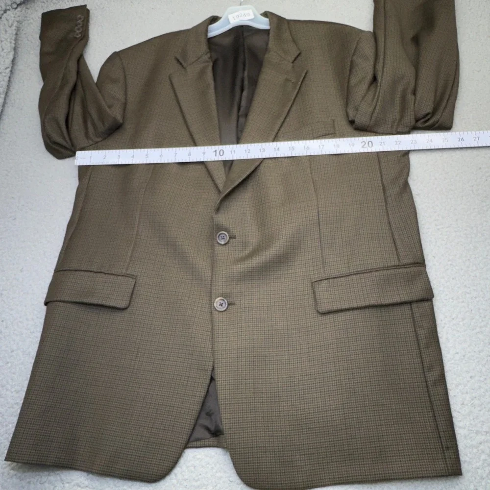 Burberry London Kensington Blazer Mens 46R Brown Houndstooth Wool Sport Coat USA